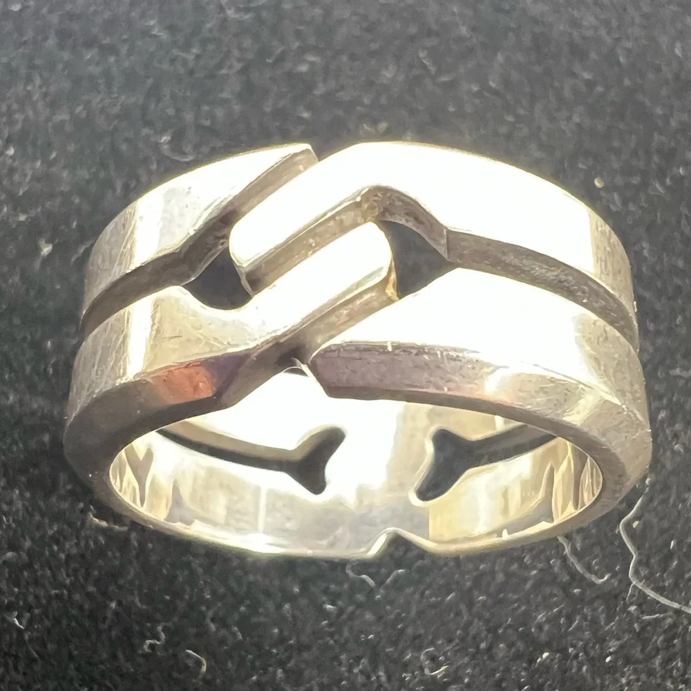 Gucci Sterling Silver Sculptural Link Ring w/ Box & Dust Bag - Picture 5 of 6